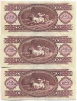 1984. 100Ft (3x) egymás utáni sorszámmal, nyomdai papírránccal T:I