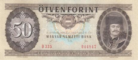 1989. 50Ft (4x) egymás utáni sorszámmal és nyomdai papírránccal T:I