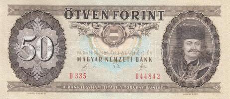 1989. 50Ft (6x) egymás utáni sorszámmal és nyomdai papírránccal T:I