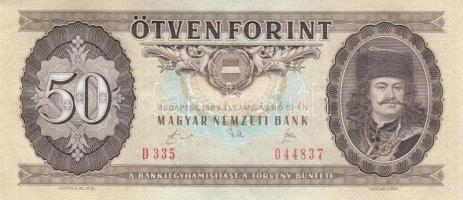 1989. 50Ft (4x) egymás utáni sorszámmal és nyomdai papírránccal T:I