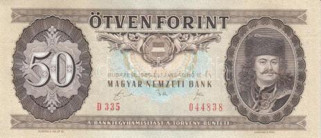 1989. 50Ft (4x) egymás utáni sorszámmal és nyomdai papírránccal T:I