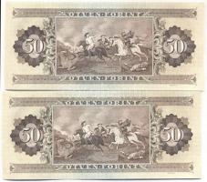 1989. 50Ft (2x) egymás utáni sorszámmal és nyomdai papírránccal T:I