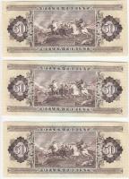 1989. 50Ft (3x) 2db egymás utáni sorszámmal és nyomdai papírránccal T:I