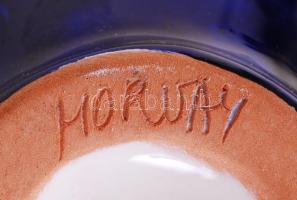 Morvay Zsuzsa (1946-): Virágos kiöntő, mázas kerámia, jelzett, hibátlan, m:20 cm