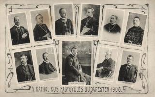 IV. Katolikus nagygyűlés Budapesten 1906. Majláth József, Radnay Farkas, Molnár János, Prohászka Ottokár, Csernoch János, Rakovszky István, Nagy Emil, Zichy Aladár, Zichy János, Zichy Nándor, Mike Lajos / Catholic assembly (EK)