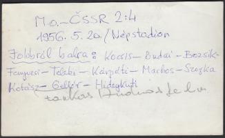 1956 Az Aranycsapat a Magyarország-Csehszlovákia mérkőzés előtt, 10x16,5cm