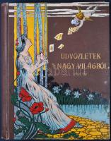 Régi, szecessziós képeslapalbum 292 férőhellyel, litho fedőlappal / Vintage, unused, Art Nouveau pos...
