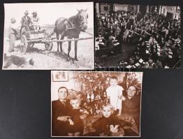 1950-60 Tiszavölgyi József 11 db életképe, vintage fotók, a képek többsége feliratozott, kfl méretbe...