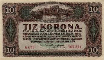 1920. 10K T:I-,II + 1923. nyomdahely jelölés nélkül 100K T:II(sarkok hajtottak)