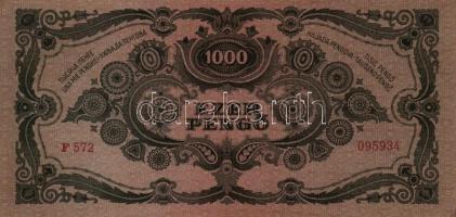 1945. 1000P vörös "MNB" bélyeggel T:hajtatlan, sarkok szamárfülesek