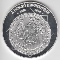 DN "A magyar nemzet pénzérméi - A pengő bevezetése 1926-1946." Ag (0,999) emlékérem (10,37g/35mm) T:PP