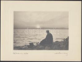 1930 Orphanides János (1876 - 1939): Balatonföldvár. Vintage fotó, aláírással, kerettel 18x24 cm a fotó 17x12 cm