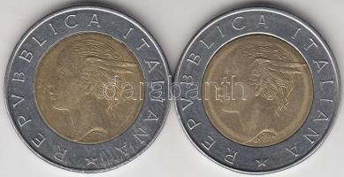 Olaszország 1993. 500L bimetál (2x) "Centenárium" egyik pénz verethibával: hátoldali 1893-...
