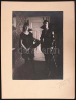 1929 Démény Fotó: Ördögök. Vintage fotó, aláírva, kartonra ragasztva, 33x24 cm a fotó 24x18 cm