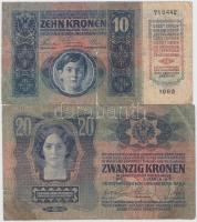 1915. 10K + 1913. 20K + 1914. 50K + 1912. 100K mindegyik "Baja Járás Főszolgabíró 1919. jan. 16...