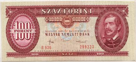 1984 100 Ft. a hátsó oldal fordított (tulipán) alnyomattal T I.