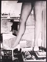 Cca 1970 Darkó István(1900-1972): Kikötő című vintage fotómontázsa 40x30 cm-es méretben, pecséttel jelezve