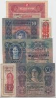1917. 2K + 1915. 10K + 1913. 20K + 1914. 50K mindegyik fekete román körbélyegzéssel T:III