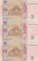 Ukrajna 2004. 1H 3-as ívben + 2H 3-as ívben T:I
Ukraine 2004. 1 Hryvnia in sheet of three + 2 Hryvni...