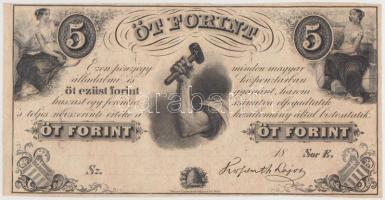 1852. 5Ft "Kossuth bankó" kitöltetlen "E" sorozat T:I Hungary 1852. 5 Forint without date and serial number C:UNC Adamo G124.