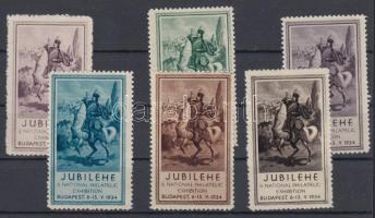 1934 Jubilehe 6 db levélzáró, klf színben