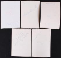 5 db 10x15 cm-es színes, a modellek által aláírt színészportré: Horváth Gyula, Nádas György, Gáspár ...