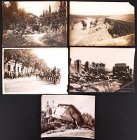 1914-1918 5 db katonai fénykép az I. vh-ból; 2 képen az Est lapok pecsétje, feliratozva /  World War I. 5 militaqry photos. 12x17 cm