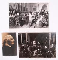 Liszt Ferenc, 3db fotó (egy fotólap, egy modern nagyítás és egy festményről készült fotóreprodukció) /  Franz Liszt, 3 pictures (a photo card, a modern positive and a photo reproduction), 9x14-15x22cm