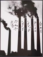 1975 Gebhardt György fotóművész Ipari táj című vintage fotómontázsa, aláírva, 40x30cm