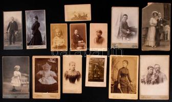 cca 1880-1900 14 db keményhátú fotó klf műtermekből / 14 vintage photos