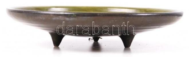 Gorka Iparművészeti Vállalat, rákos dísztál, mázas kerámia, jelzett, hibátlan, m:6 cm, d:31 cm