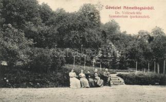 Boksánbánya, Németbogsán; Dr. Velicsek sanatorium, park