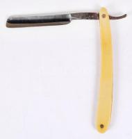 cca 1920 Pollart borotva jelzett pengével, csonthatású nyéllel, tokban /  Pollart vintage razor