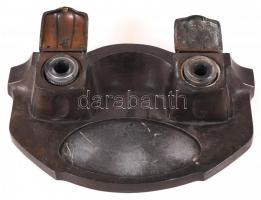 cca 1930 Art deco, fém és márvány íróasztali készlet eredeti üvegbetétekkel (az egyik üveg törött) /...