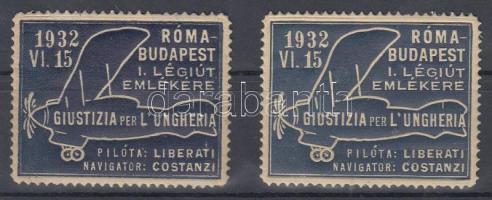 1932 Giustizia per L'Ungheria 2 db levélzáró