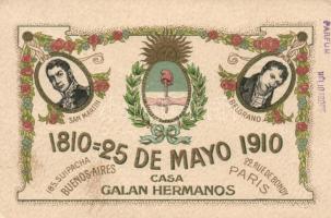 Argentine War of Independence, José de San Martín, Manuel Belgrano, small size card, 12 cm x 8 cm (Rb)