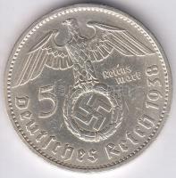 Német 3. Birodalom 1938F 5M Ag "Hindenburg" T:2 German Third Reich 1938F 5 Marks Ag "Hindenburg" C:XF