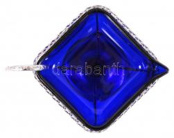 Alpakka asztali kínálószett kék üvegbetéttel, kiskanállal, összesen 4 db / Service-set with blue gla...