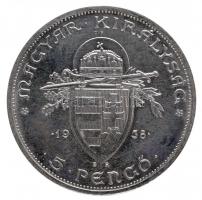 1938. 5P Ag "Álló Szent István" U.P. jelzéssel (csak felül), Artex-veret (36mm/25g) T:PP C...