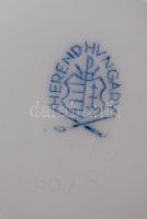 Herendi virágos ékszertartó dobozka, kézzel festett, jelzett, hibátlan, d:8 cm, m:5 cm