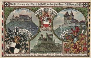 Hohenzollern, Hohenberg, Habsburg coat of arms and castles, propaganda