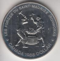 Kanada 1988. 1$ Ag "Saint-Maurice Vasgyár" tokban T:1 Canada 1988. 1 Dollar Ag "Saint-Maurice Ironworks" in case T:UNC