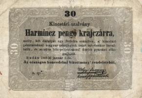 1849. 15Kr + 30Kr "Kossuth-bankó" T:III