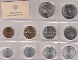 Lengyelország 1975. 10Gr-20Zl 10klf darab, forgalmi pénzek fóliatokban T:1 Poland 1975. 10 Grosz - 20 Zlotych, 10different set of coins in foil packing C:Unc