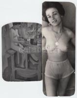 cca 1960-1970 Tiszavölgyi József 2db összeragasztott, vintage  erotikus fényképe, jelzés nélkül, a hagyatékából származik