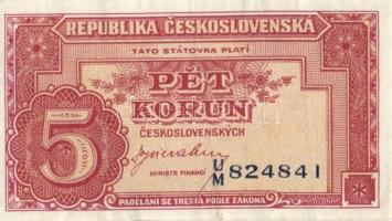 Csehszlovákia 1945. 5K + 10K T:I,I- Czechoslovakia 1945. 5 Korun + 10 Korun C:UNC,AU