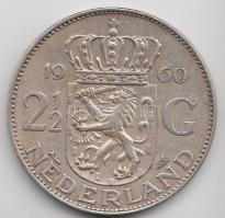 Hollandia 1960. 2 1/2G Ag "Julianna" T:2-
Netherlands 1960. 2 1/2 Gulden Ag "Juliana&...