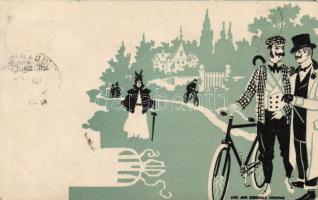 1899 Cyclists Art Nouveau, litho