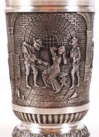 Reinzinn Hammerling, kézzel készült ón boros kupák, jelzettek, díszdobozban, kis füzettel, 26×16 cm,...