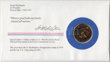 Amerikai Egyesült Államok 1983. 1. elnök "George Washington" aranyozott emlékérem érmés bé...